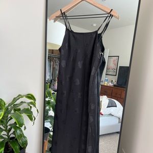 Black poppy slip midi dress